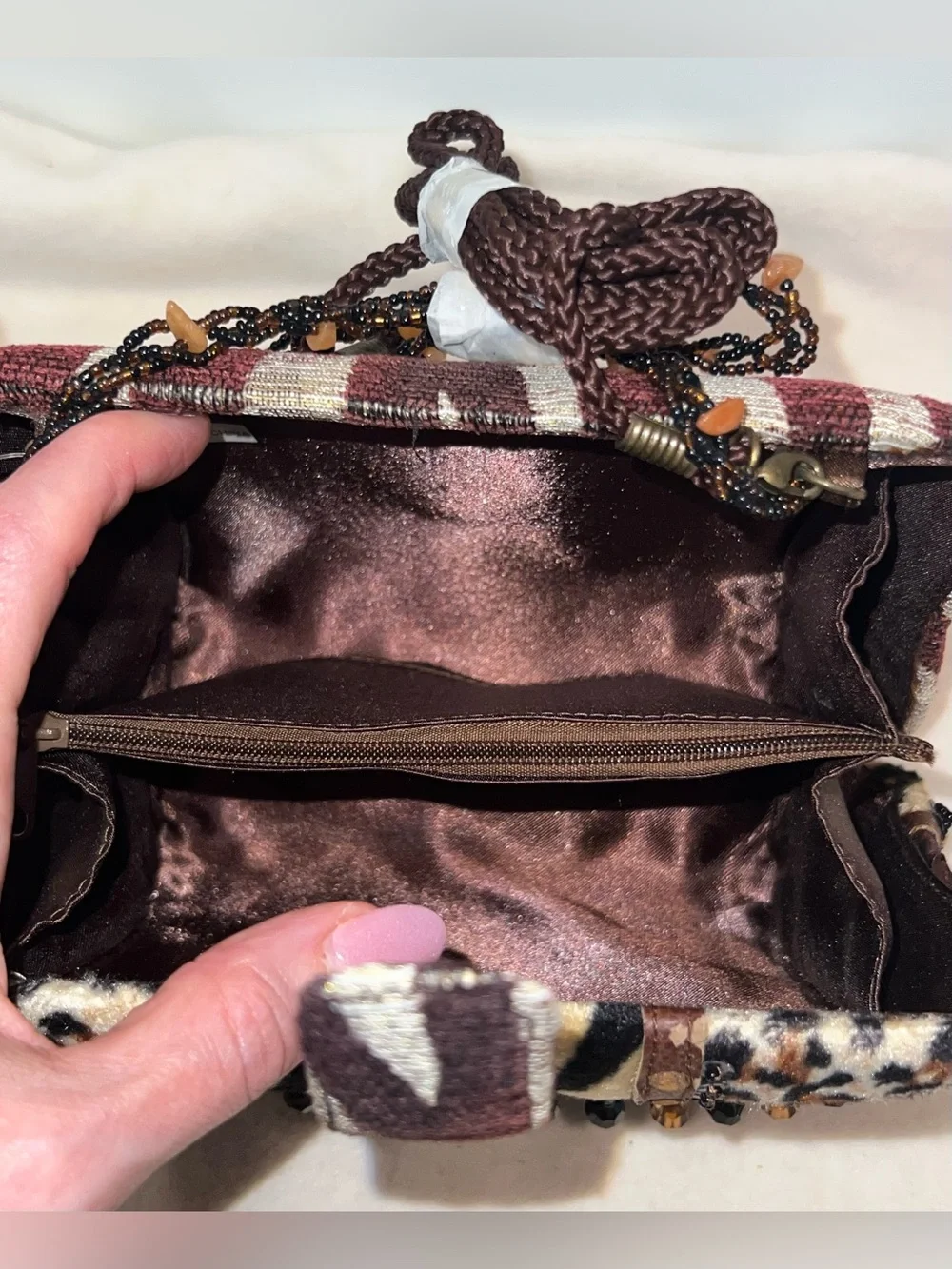 Vintage Prezzo Beaded Leopard-Accent Bag